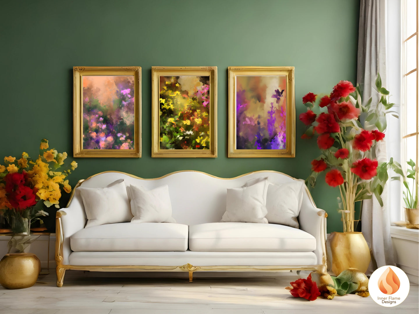 Enchanting Flower Artwork for Modern Home Design | Triptych Artwork